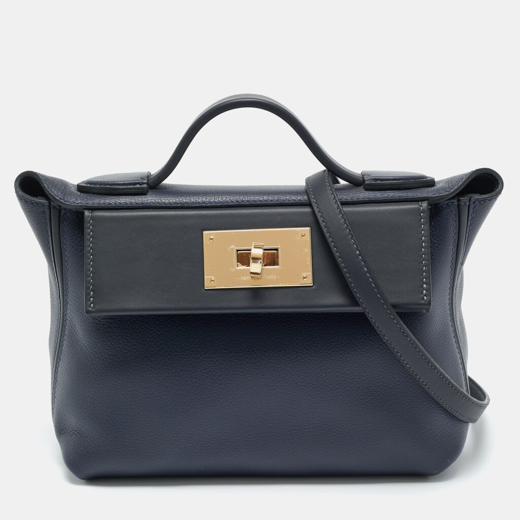 Hermès Bleu Nuit/Caban Evercolor and Swift Leather Permabrass Finish 24/24 21 Bag Hermès Bleu Nuit/Caban Evercolor and Swift Leather Permabrass Finish 24/24 21 Bag