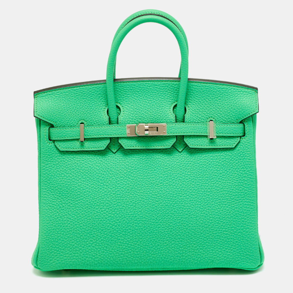 Hermès Vert Comic Togo Leather Palladium Finish Birkin 25 Bag