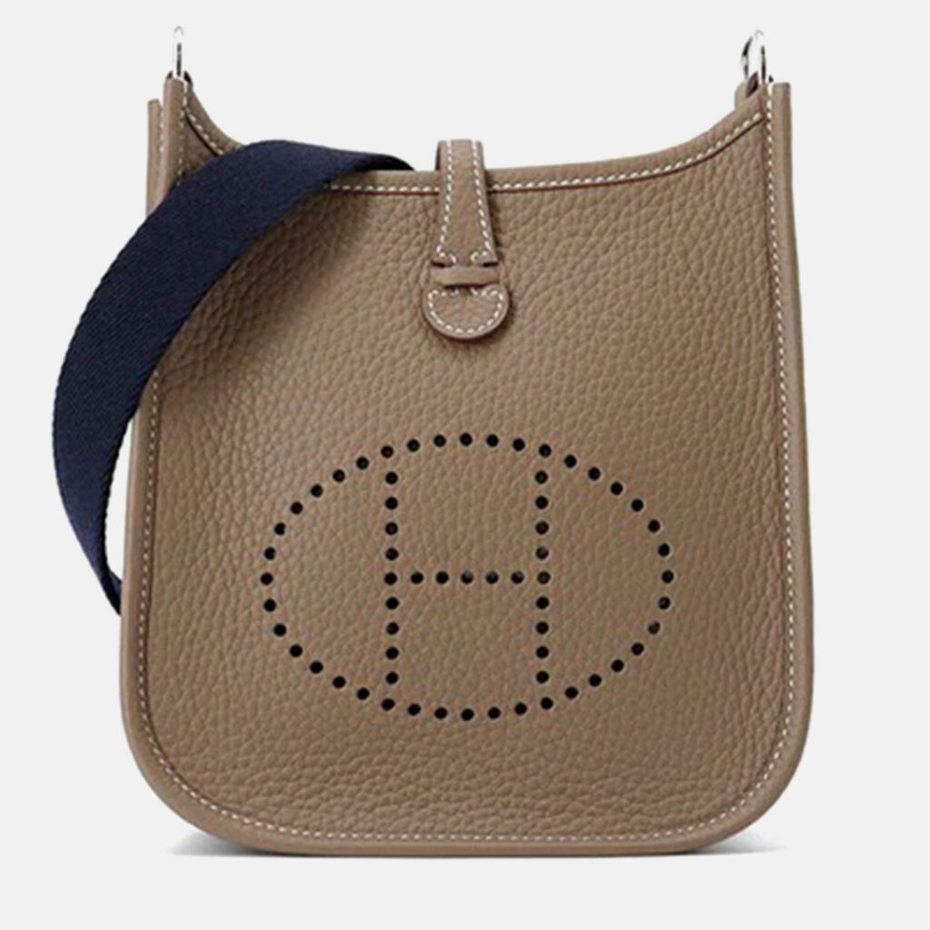Hermes Evelyne Long TPM Etoupe/Blue Indigo Taurillon Clemence Bag