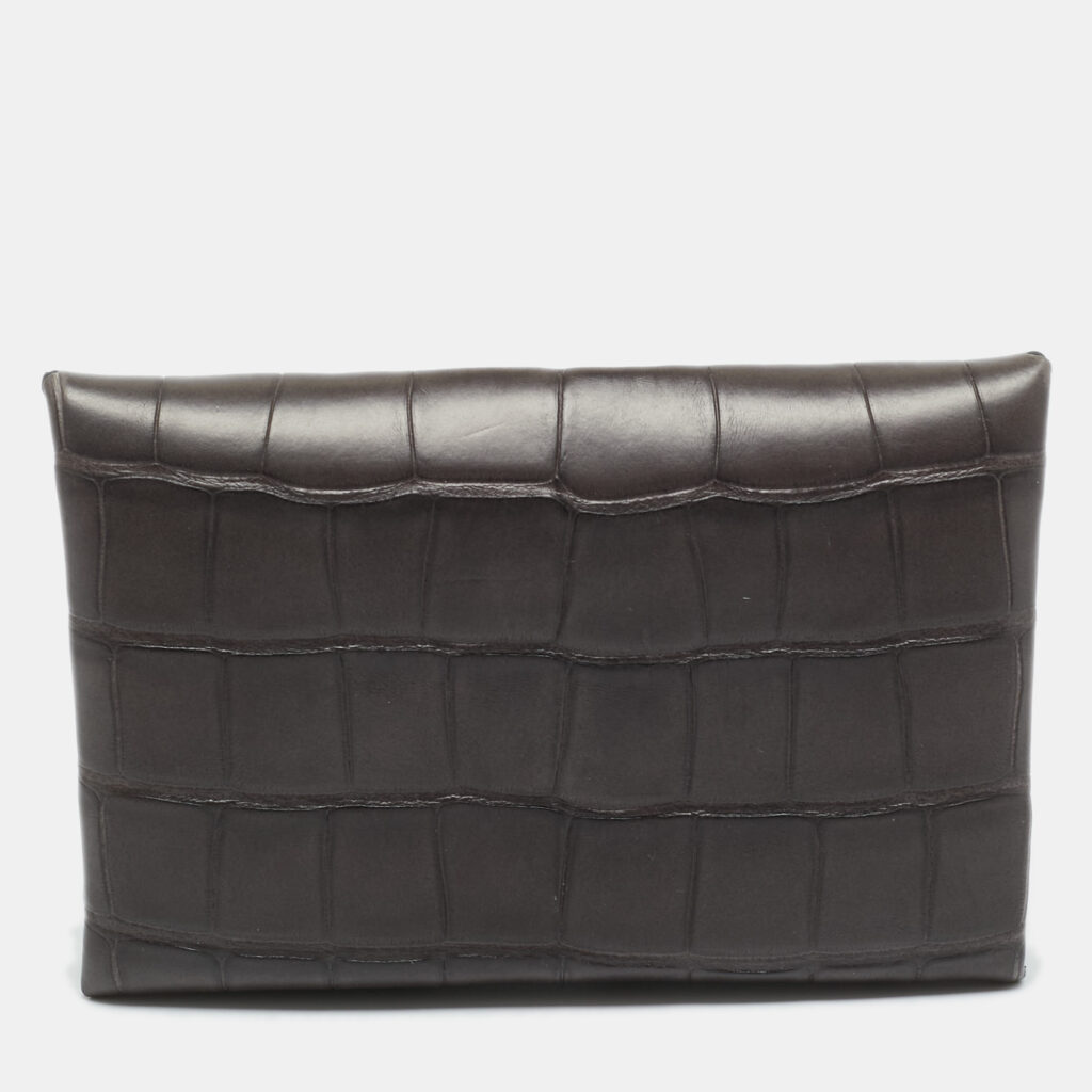 Hermès Graphite Matte Alligator Calvi Card Holder Hermès Graphite Matte Alligator Calvi Card Holder