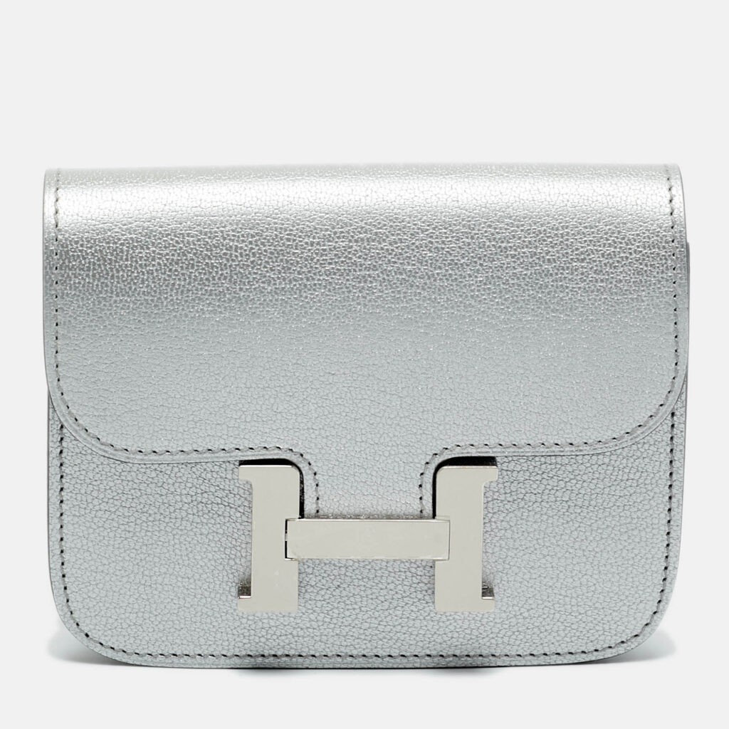Hermès Argent Chevre Chamkilight Leather Constance Slim Wallet