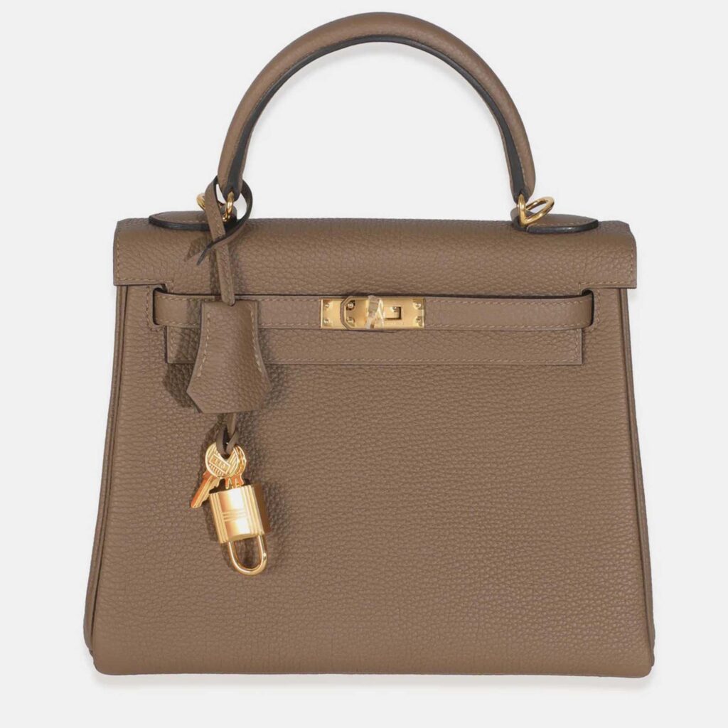 Hermes Kelly 25 Beige De Weimar Togo Retourne Bag