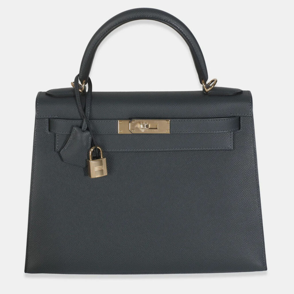 Hermes Sellier Kelly 28 Gris Misty Epsom Bag