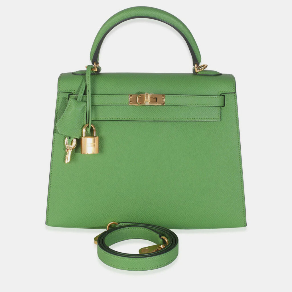 Hermes Sellier Kelly 25 Vert Yucca Epsom Bag