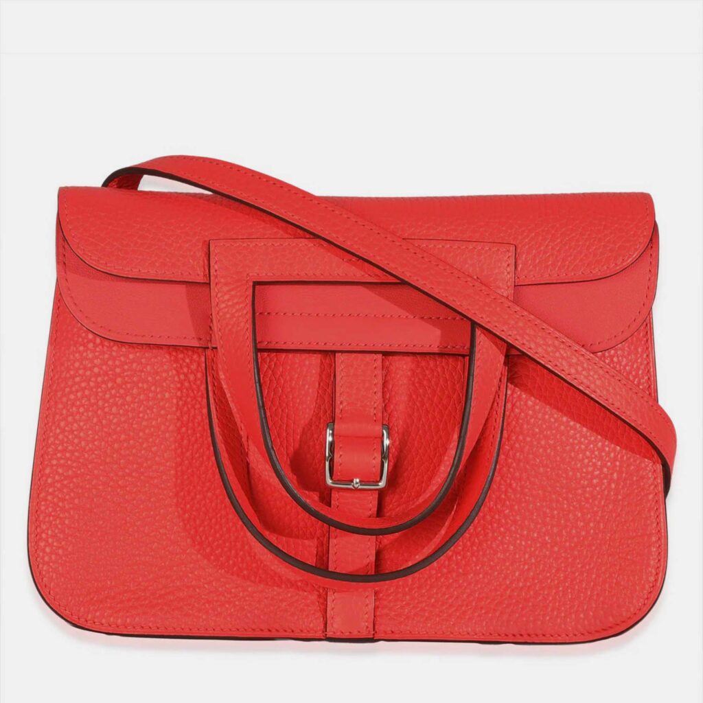Hermes Halzan 25 Rose Texas Clemence Bag Hermes Halzan 25 Rose Texas Clemence Bag