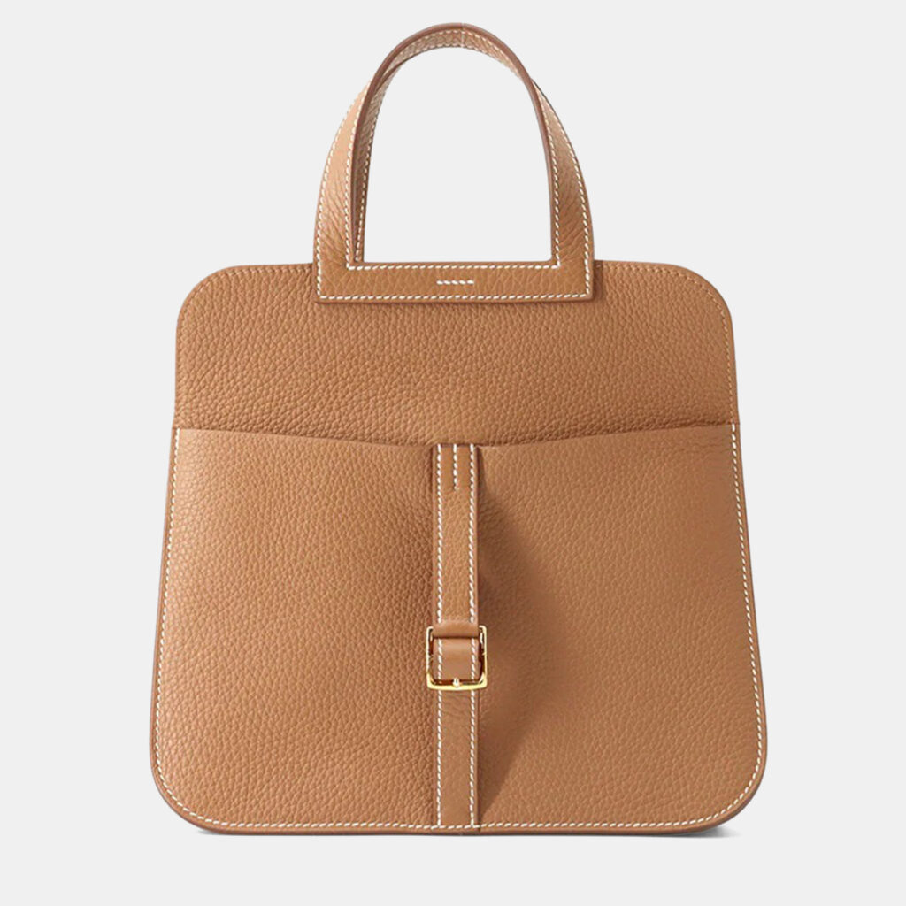 Hermes Halzan Gold Taurillon Clemence Handbag 25 Hermes Halzan Gold Taurillon Clemence Handbag 25