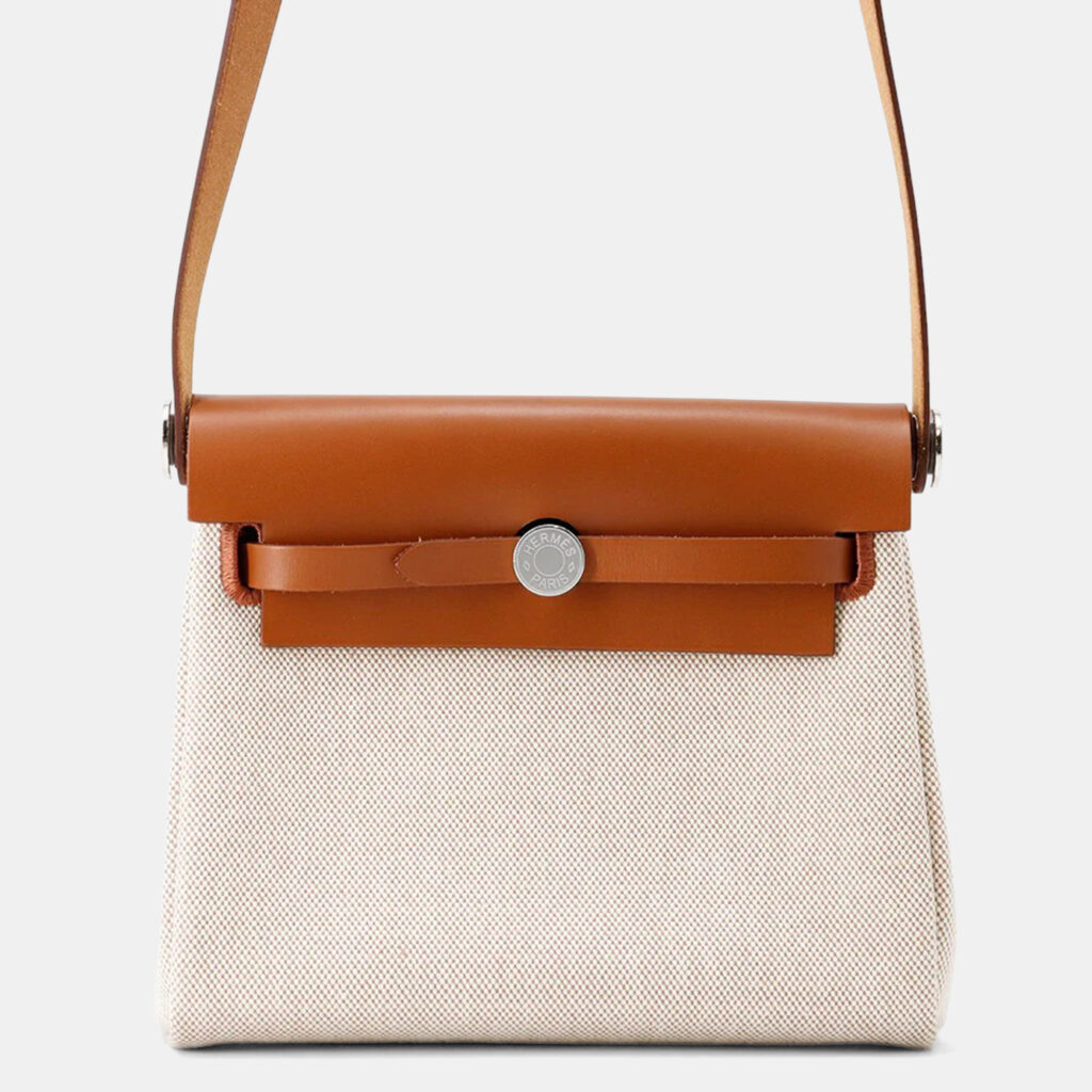 Hermes Herbag Zip Fauve Toile H Vache Hunter Leather Mini Hermes Herbag Zip Fauve Toile H Vache Hunter Leather Mini
