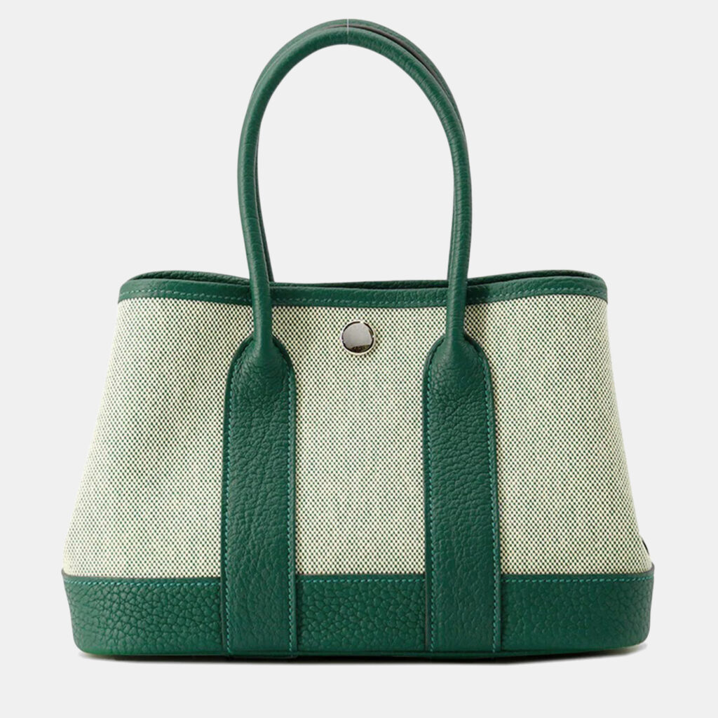 Hermes Neo Garden Ecru/Vert Moyen Negonda Leather Toile H Size 23 Hermes Neo Garden Ecru/Vert Moyen Negonda Leather Toile H Size 23