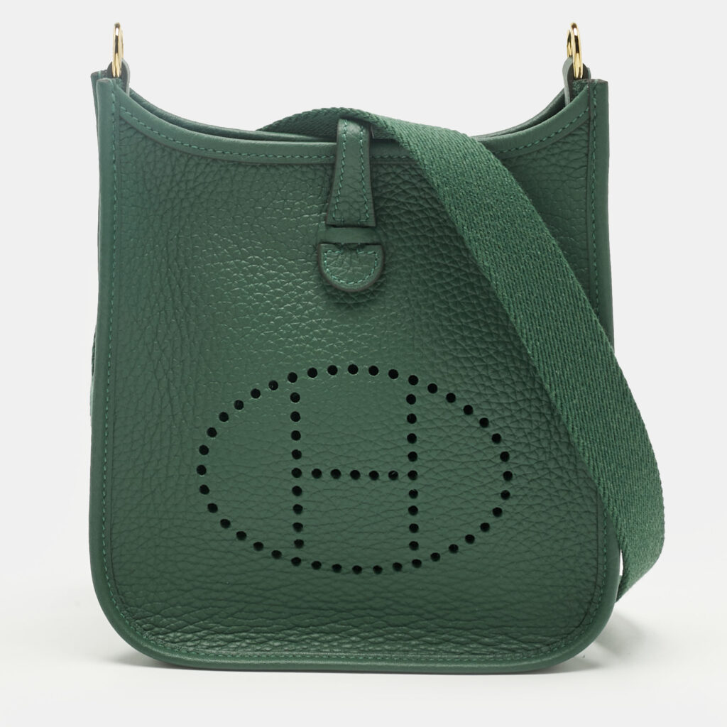 Hermes Vert Moyen Taurillon Clemence Leather Evelyne TPM Bag Hermes Vert Moyen Taurillon Clemence Leather Evelyne TPM Bag