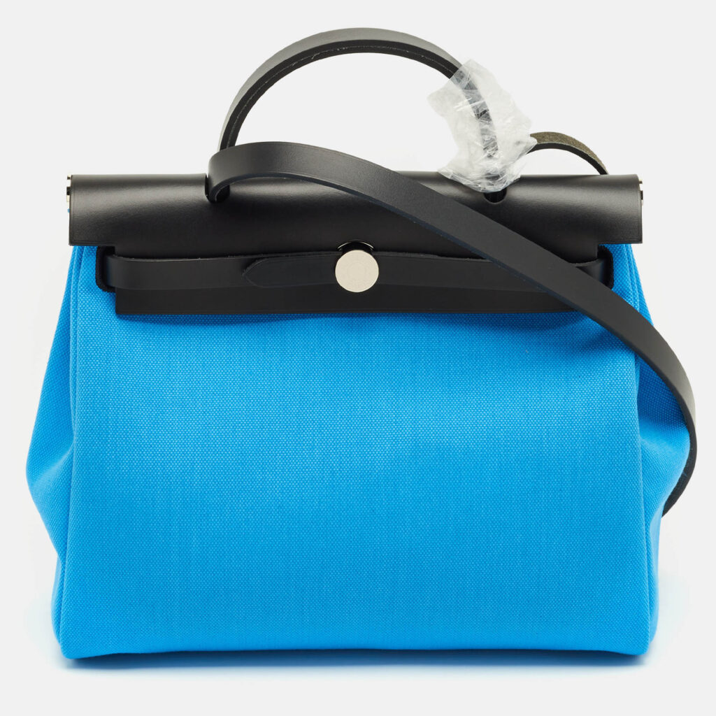 Hermes Bleu Riviera/Noir Toile Militaire and Vache Hunter Herbag Zip 31 Bag Hermes Bleu Riviera/Noir Toile Militaire and Vache Hunter Herbag Zip 31 Bag