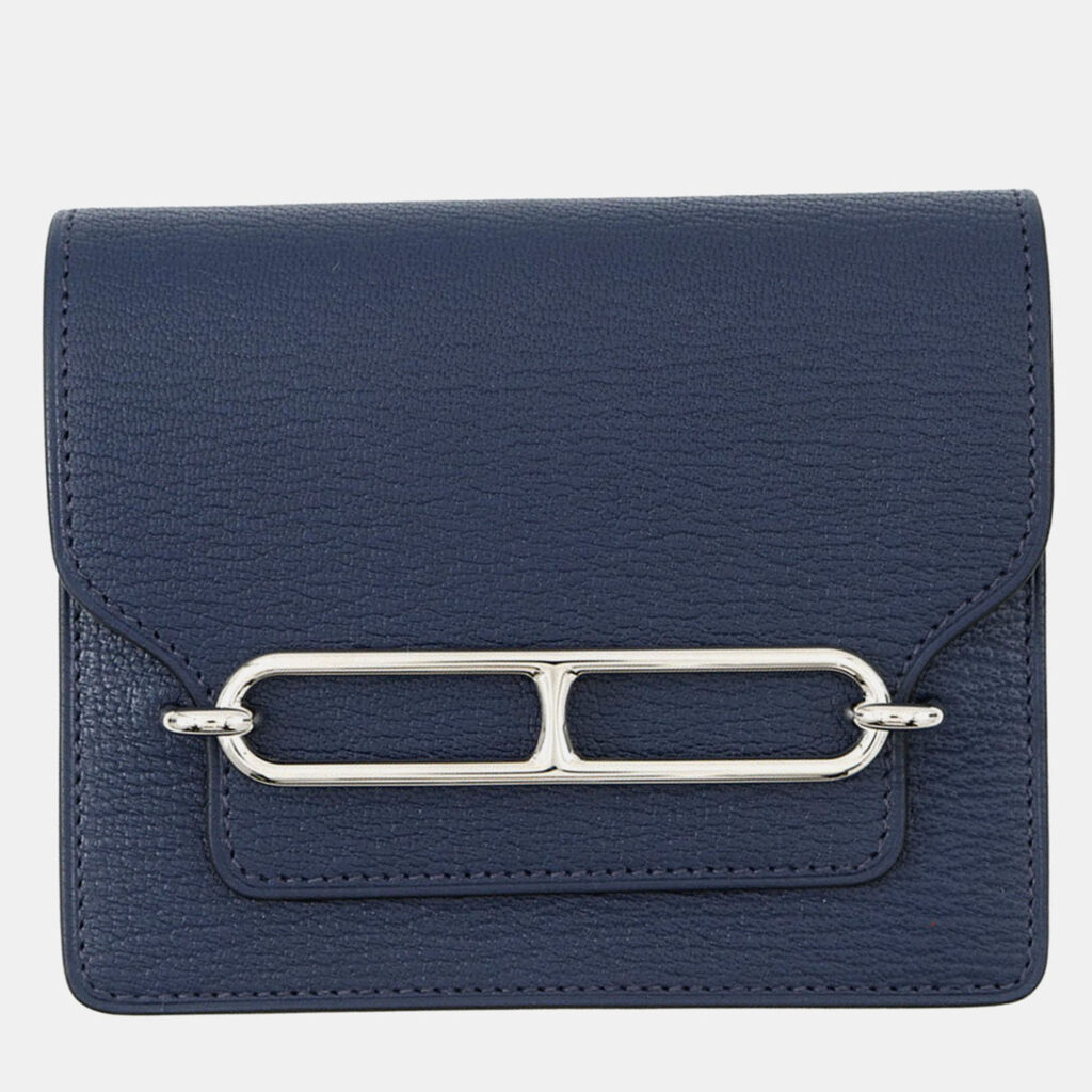 Hermes Roulis Slim Blue Navy Chevre Myzore Goatskin