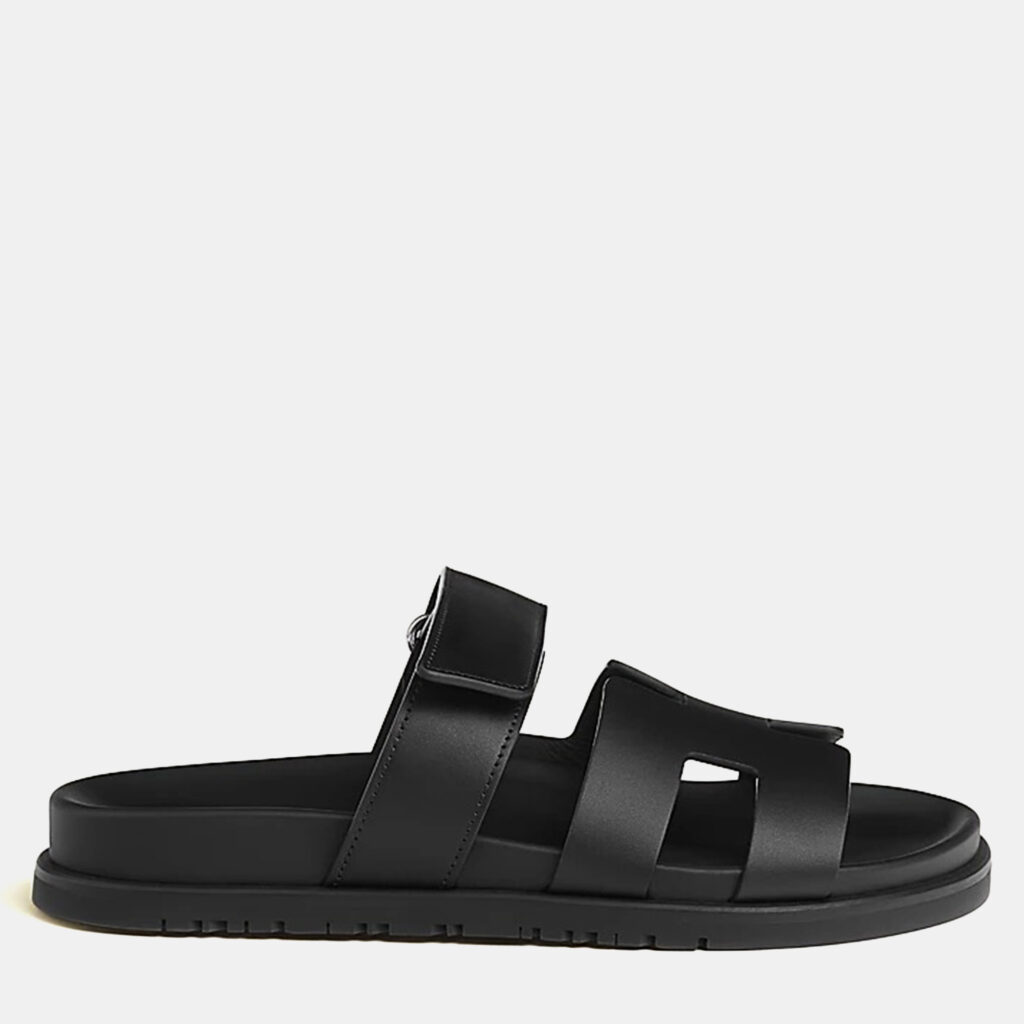 Hermes Chypre Sandal Size 37 Noir Calfskin Hermes Chypre Sandal Size 37 Noir Calfskin