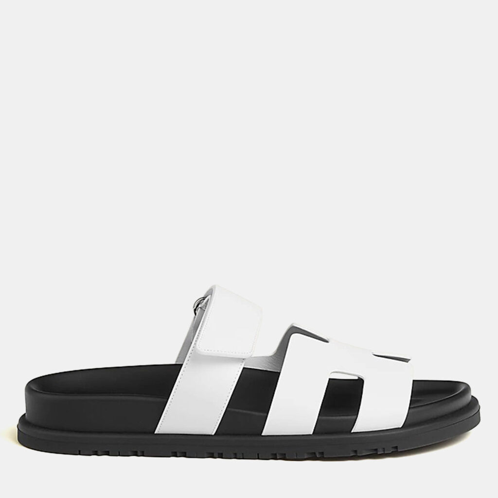 Hermes Chypre Sandal Size 38 Blanc Calfskin Hermes Chypre Sandal Size 38 Blanc Calfskin