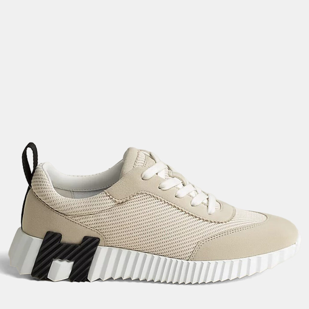 Hermes Bouncing Size 39 Beige Glaise Mesh/Suede Sneakers