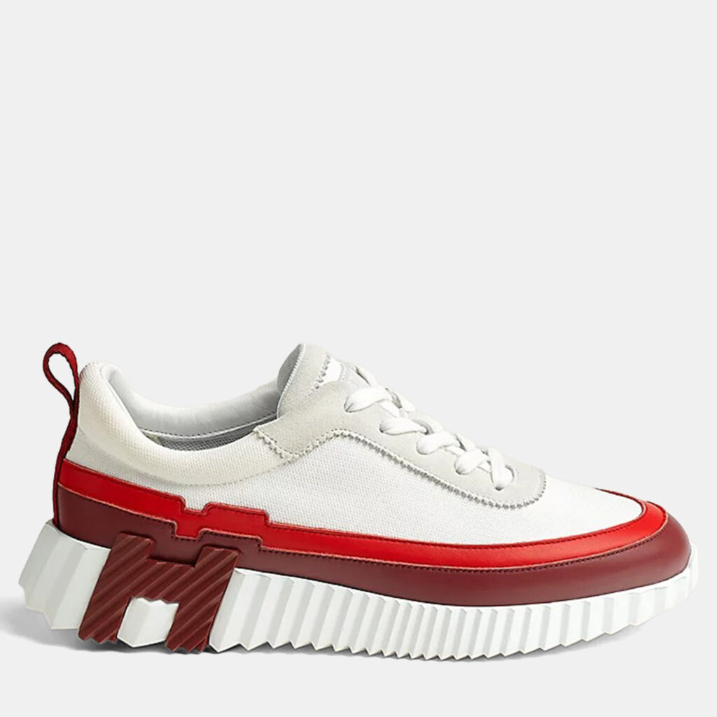 Hermes Blanc Bouncing 37 Multicolore Suede/Knit/Calfskin Sneakers