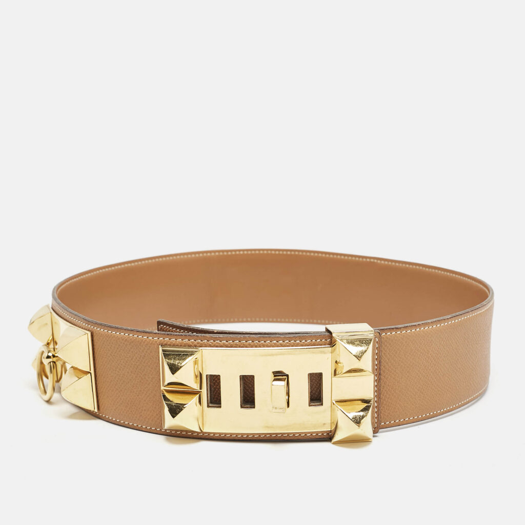 Hermes Gold Courchevel Leather Collier de Chien Belt 70 CM