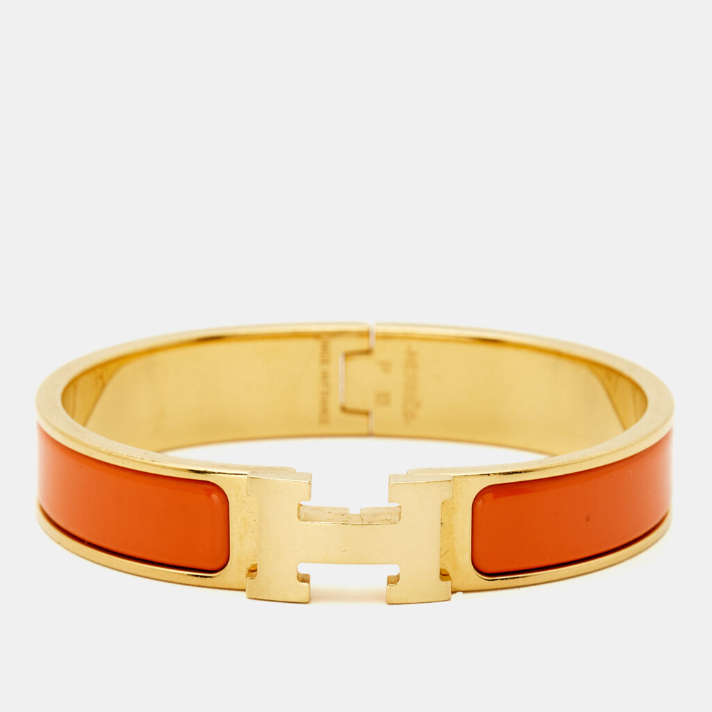 Hermès Clic H Orange Enamel Gold Plated Bracelet Hermès Clic H Orange Enamel Gold Plated Bracelet