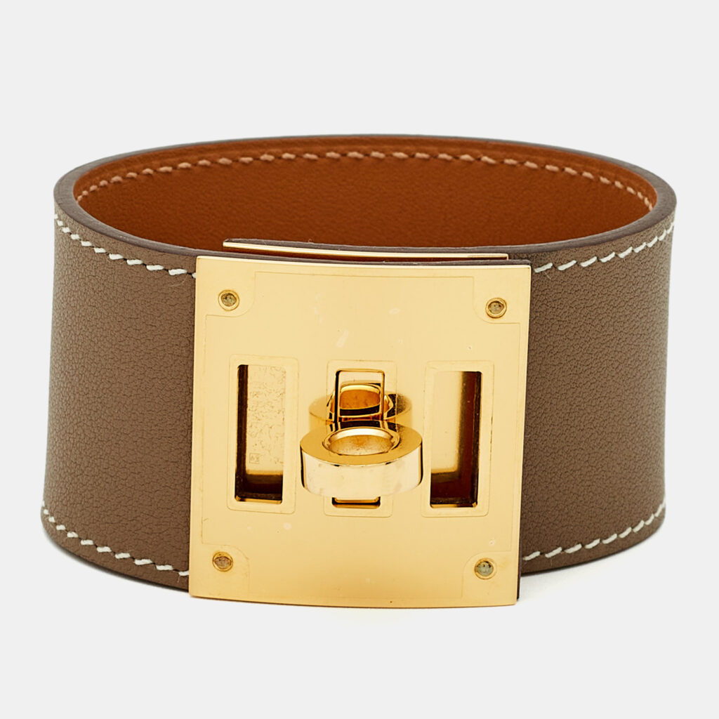 Hermès Kelly Dog Leather Gold Plated Bracelet T3 Hermès Kelly Dog Leather Gold Plated Bracelet T3