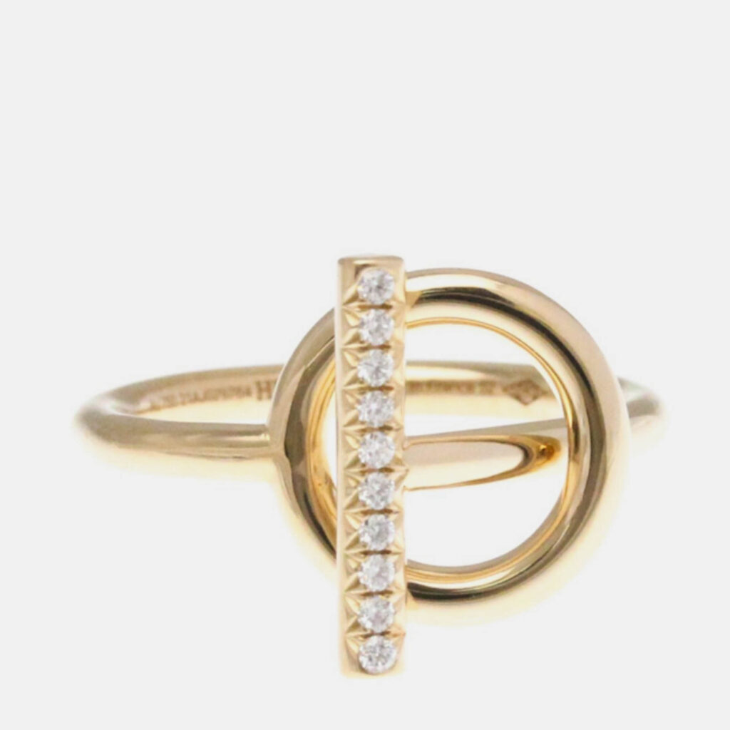 Hermes Echappee Diamond 18K Pink Gold Fashion Band Ring Hermes Echappee Diamond 18K Pink Gold Fashion Band Ring