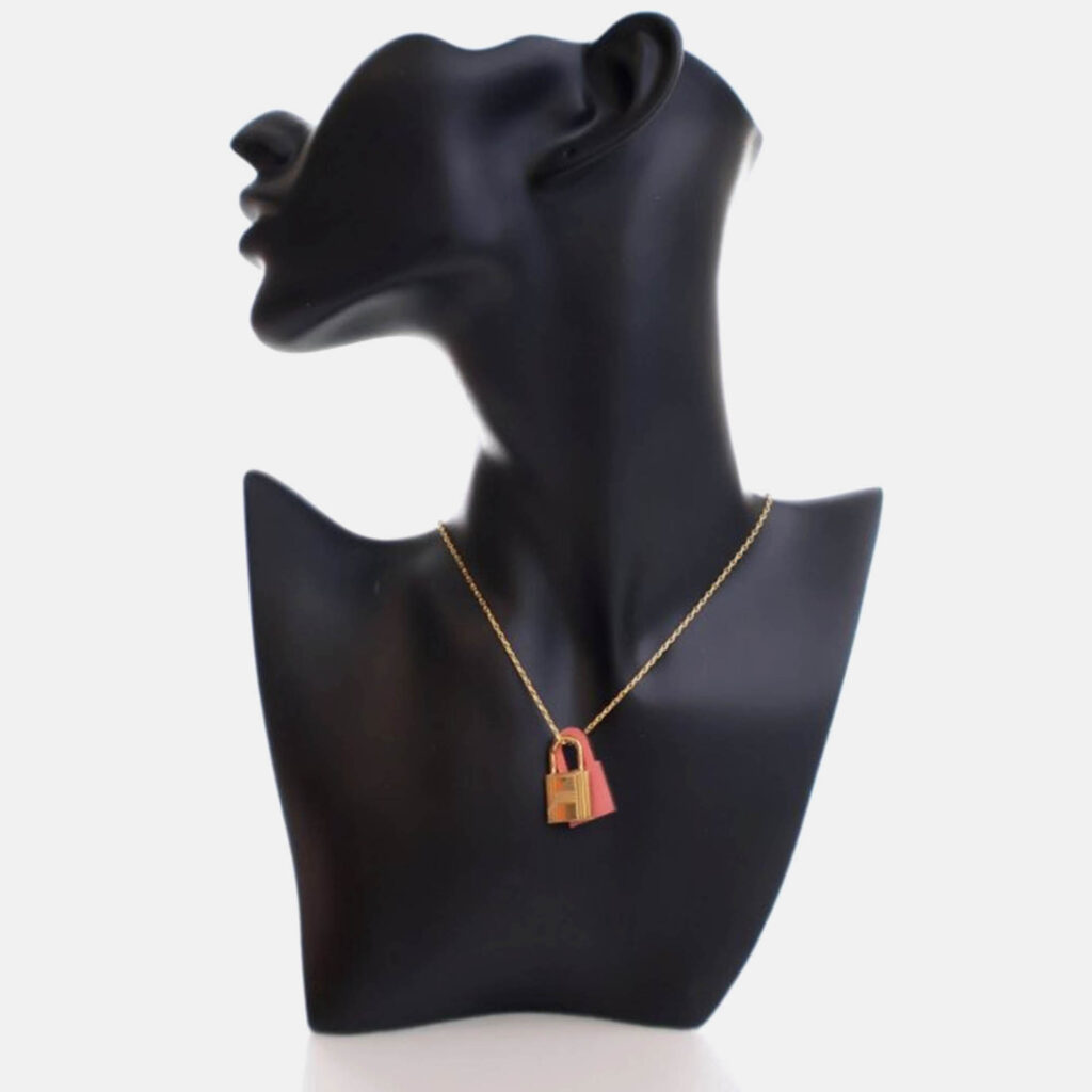 Hermes Pink Leather O'Kelly Pendant Necklace Hermes Pink Leather O'Kelly Pendant Necklace