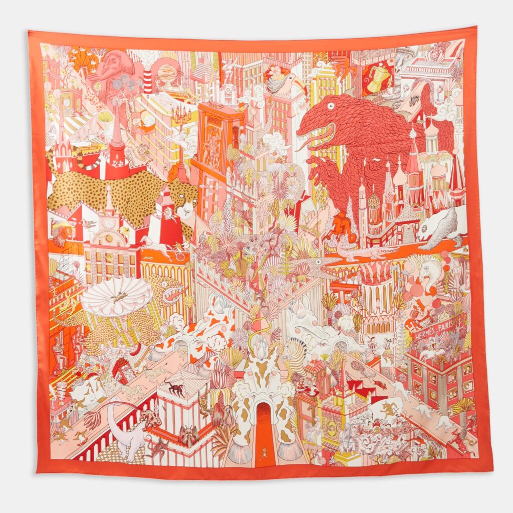 Hermès Pink Silk Animapolis scarf Hermès Pink Silk Animapolis scarf