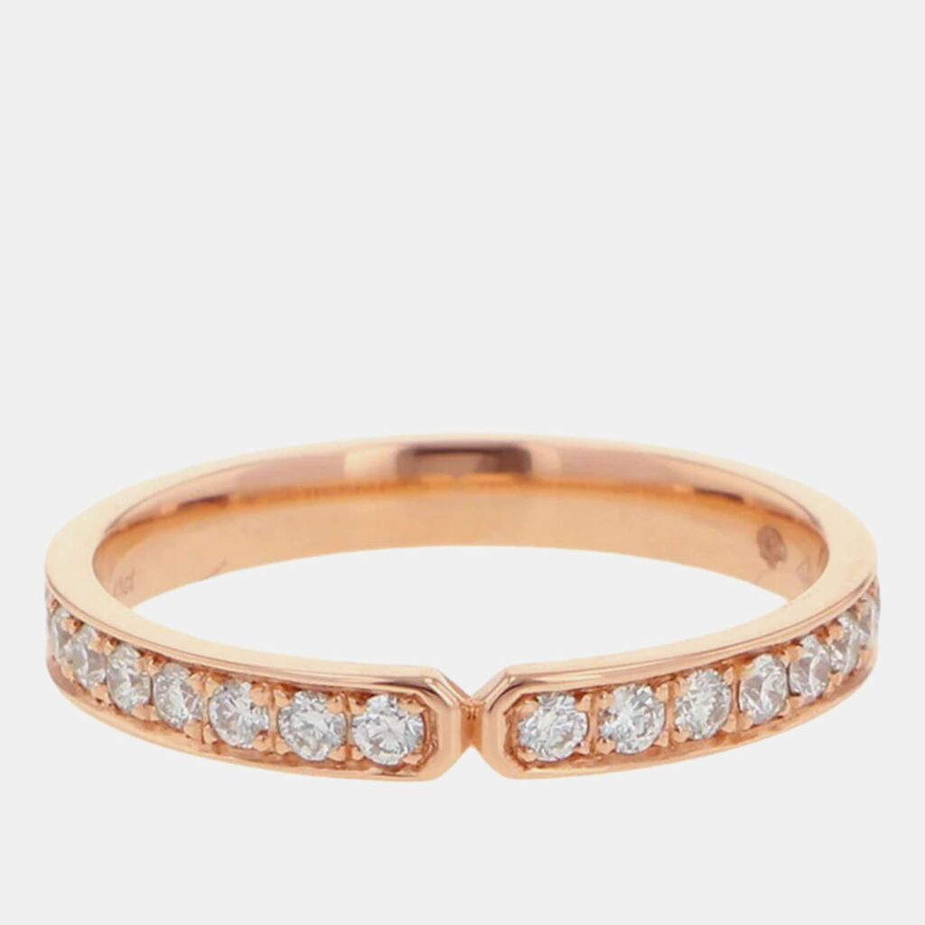 Hermes Ever Kelly Diamond 18K Pink Gold PM Wedding Ring EU 48