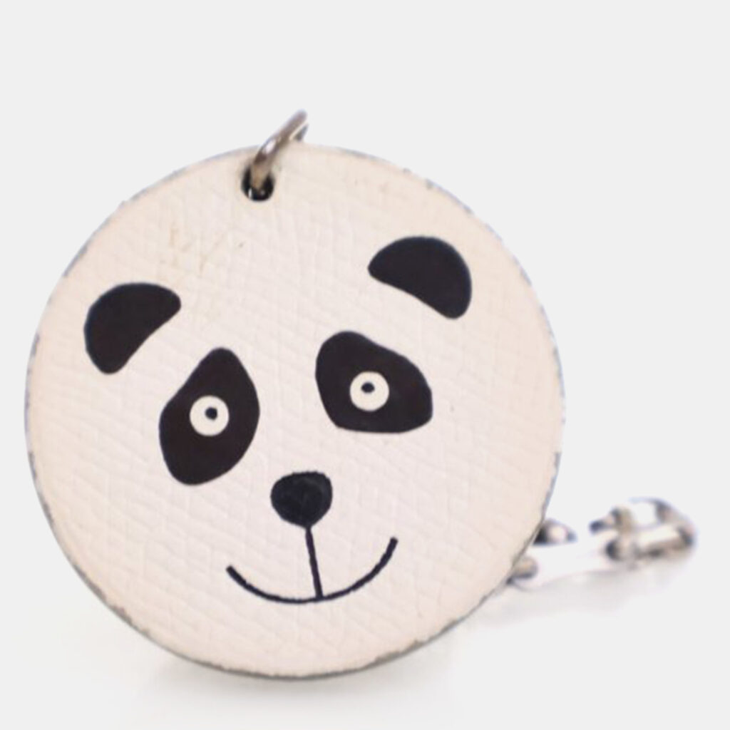 Hermes Epsom White Panda Bag Charm Hermes Epsom White Panda Bag Charm