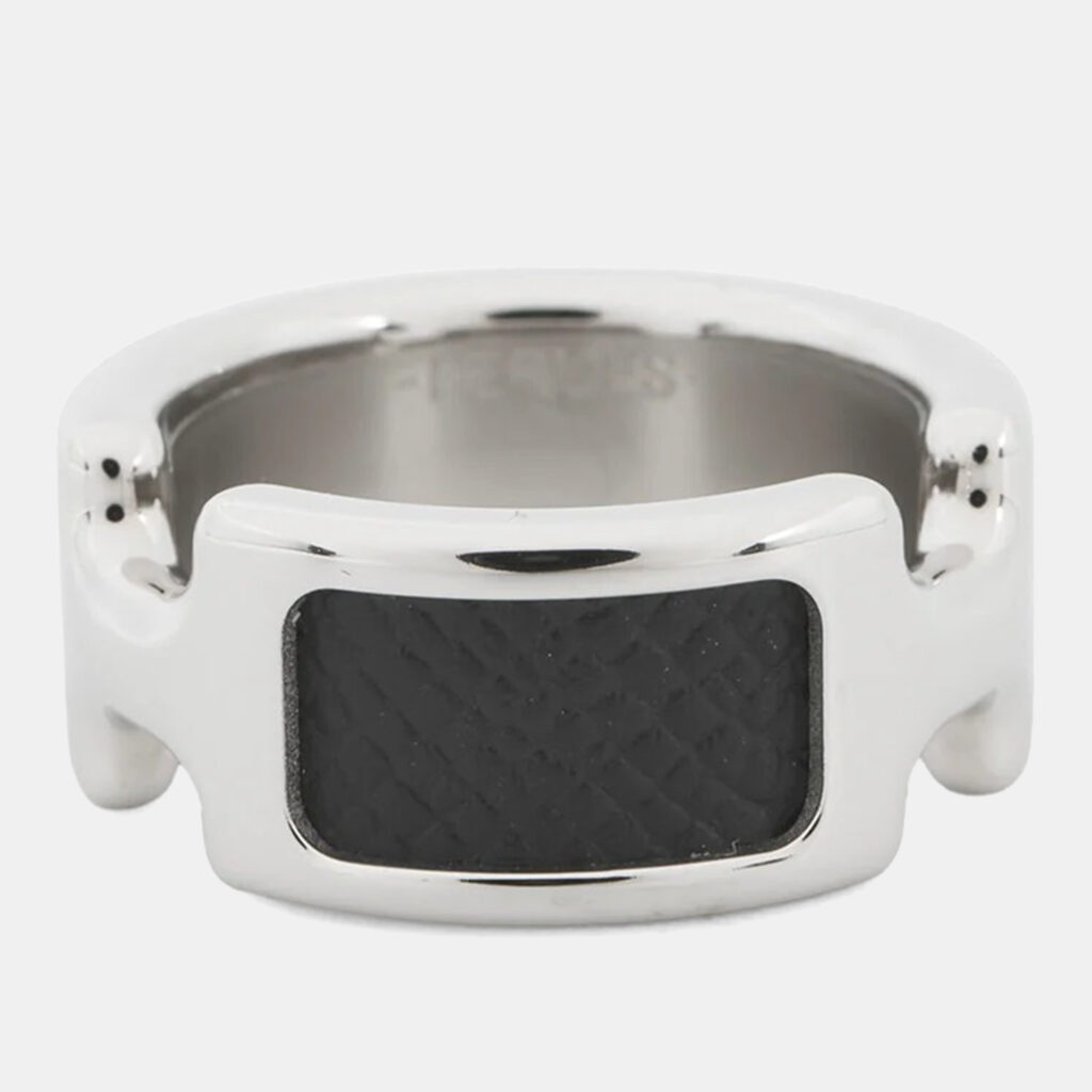 Hermes Orump Ring Size PM/S/#11 Black Epsom Metal
