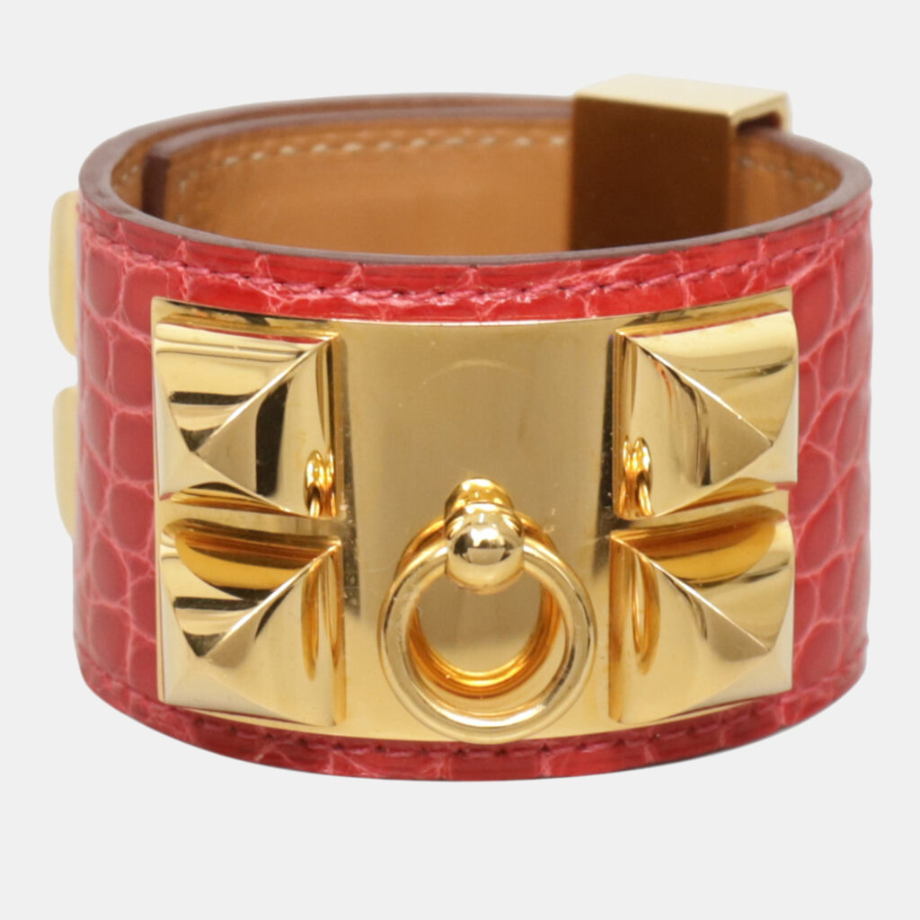 Hermes Shiny Alligator Collier de Chien Bracelet