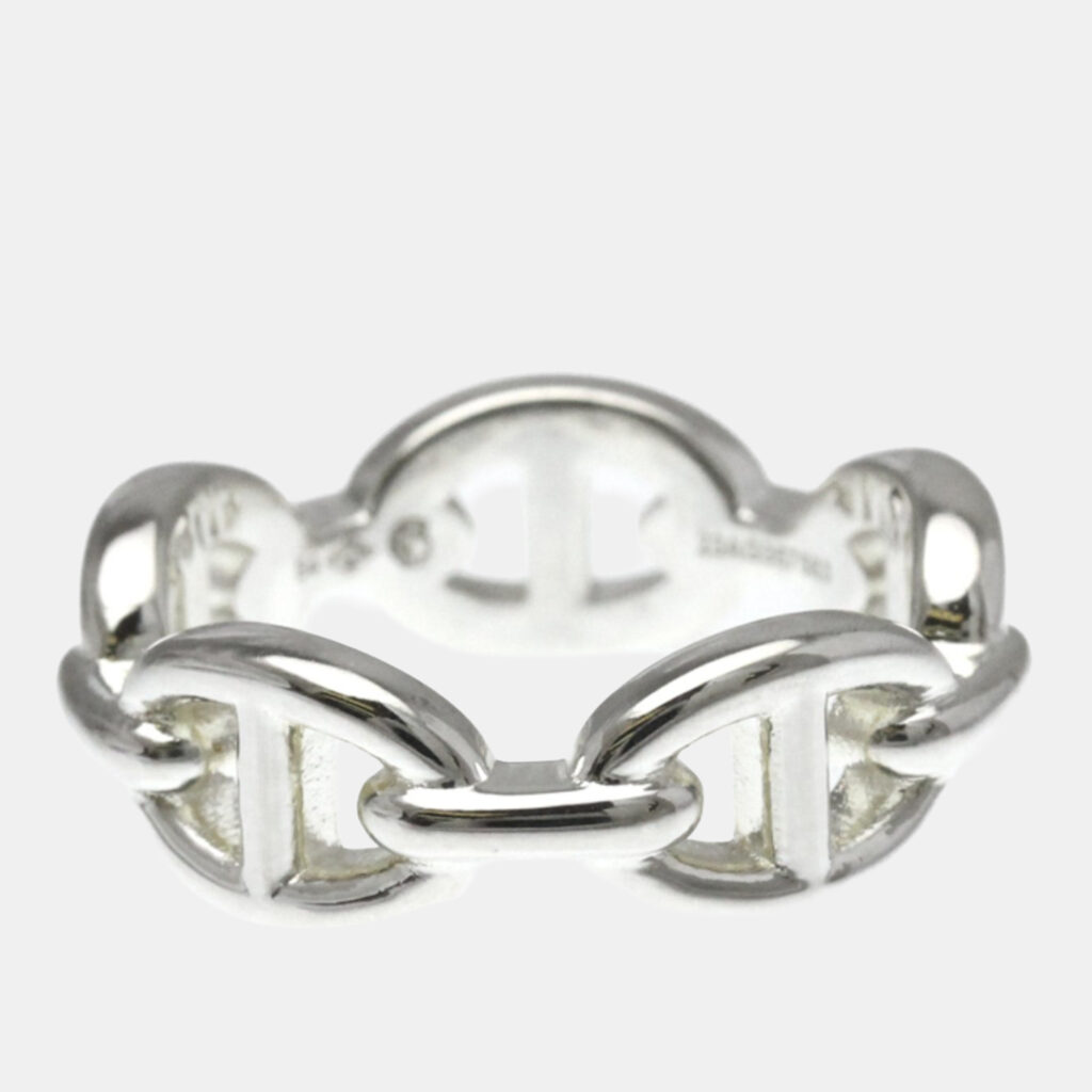 Hermes Chaine D'Ancre Silver Fashion No Stone Band Ring Silver