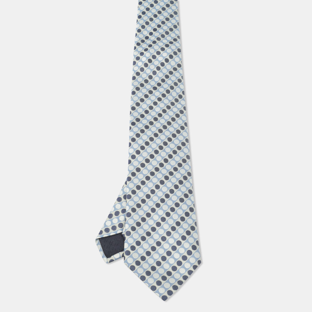 Hermès Blue Jacquard Silk Traditional Tie Hermès Blue Jacquard Silk Traditional Tie