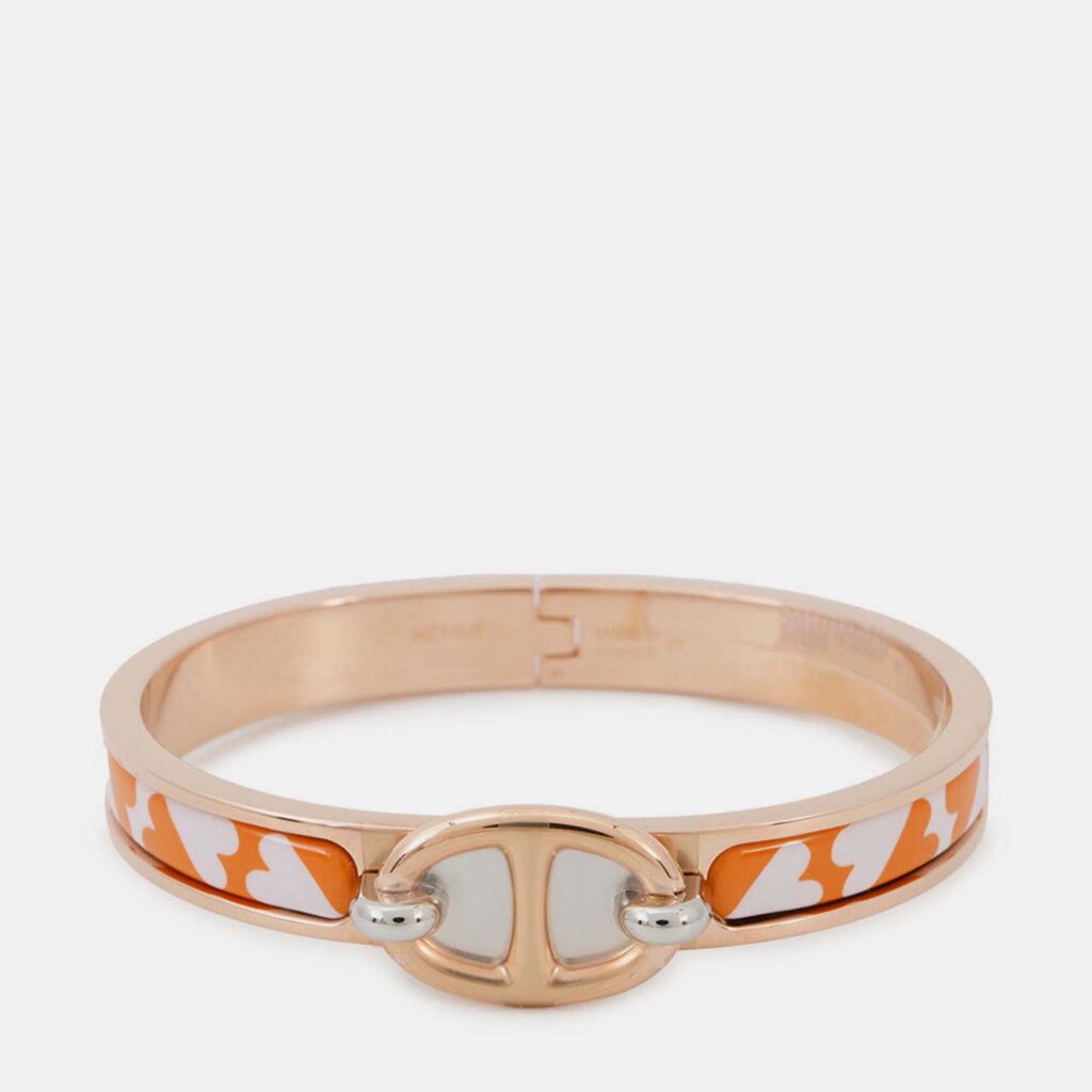 Hermes Mini Clic Chaine D'Ancre Bracelet Size Pm Orange/Gold Metal Enamel Hermes Mini Clic Chaine D'Ancre Bracelet Size Pm Orange/Gold Metal Enamel