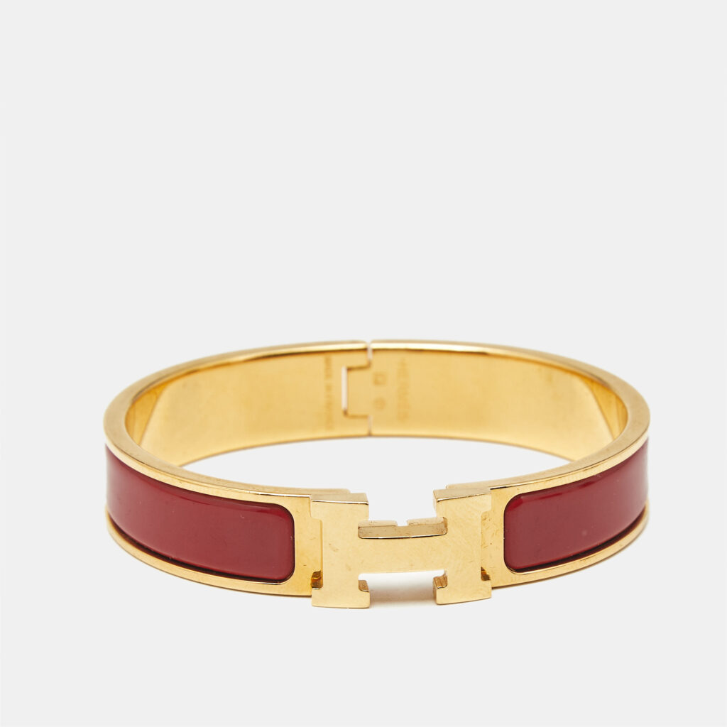 Hermès Clic H Red Enamel Gold Plated Bracelet Hermès Clic H Red Enamel Gold Plated Bracelet