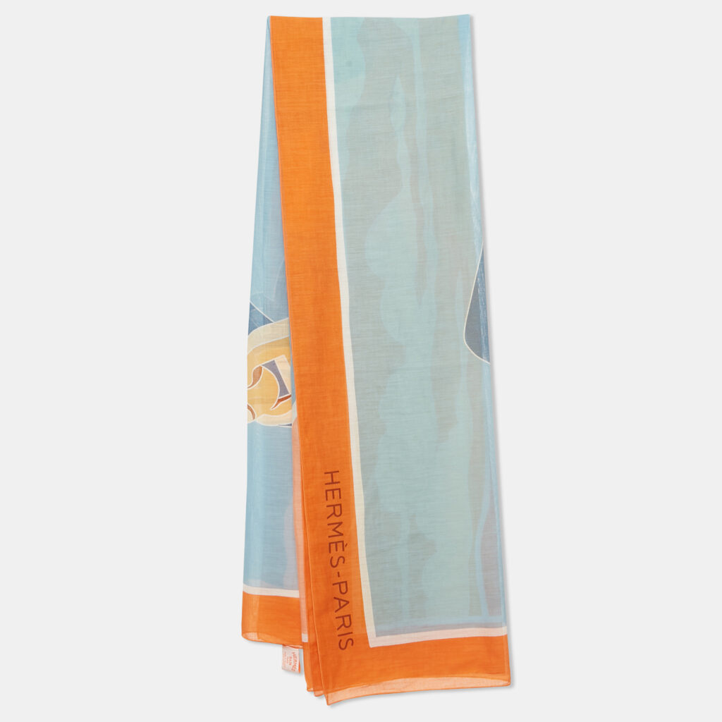 Hermes Orange Cotton Escale a la Plage Scarf Hermes Orange Cotton Escale a la Plage Scarf