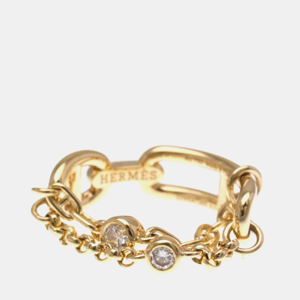Hermes Chaine D'ancre Chaos PM 18K Pink Gold Fashion Diamond Band Ring Carat/0.16 Hermes Chaine D'ancre Chaos PM 18K Pink Gold Fashion Diamond Band Ring Carat/0.16