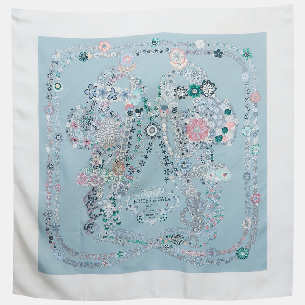 Hermès Blue Silk Birds de Gala Scarf