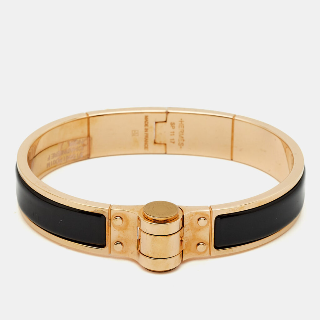 luxury-women-hermes-used-accessories-p1248143-005-1.jpg Hermès Hinged Enamel Rose Gold Plated Bracelet