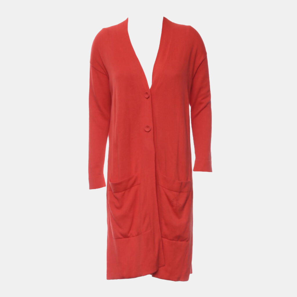Hermes Orange Cotton Silk Buttoned Up Cardigan Dress FR Women 34 Hermes Orange Cotton Silk Buttoned Up Cardigan Dress FR Women 34