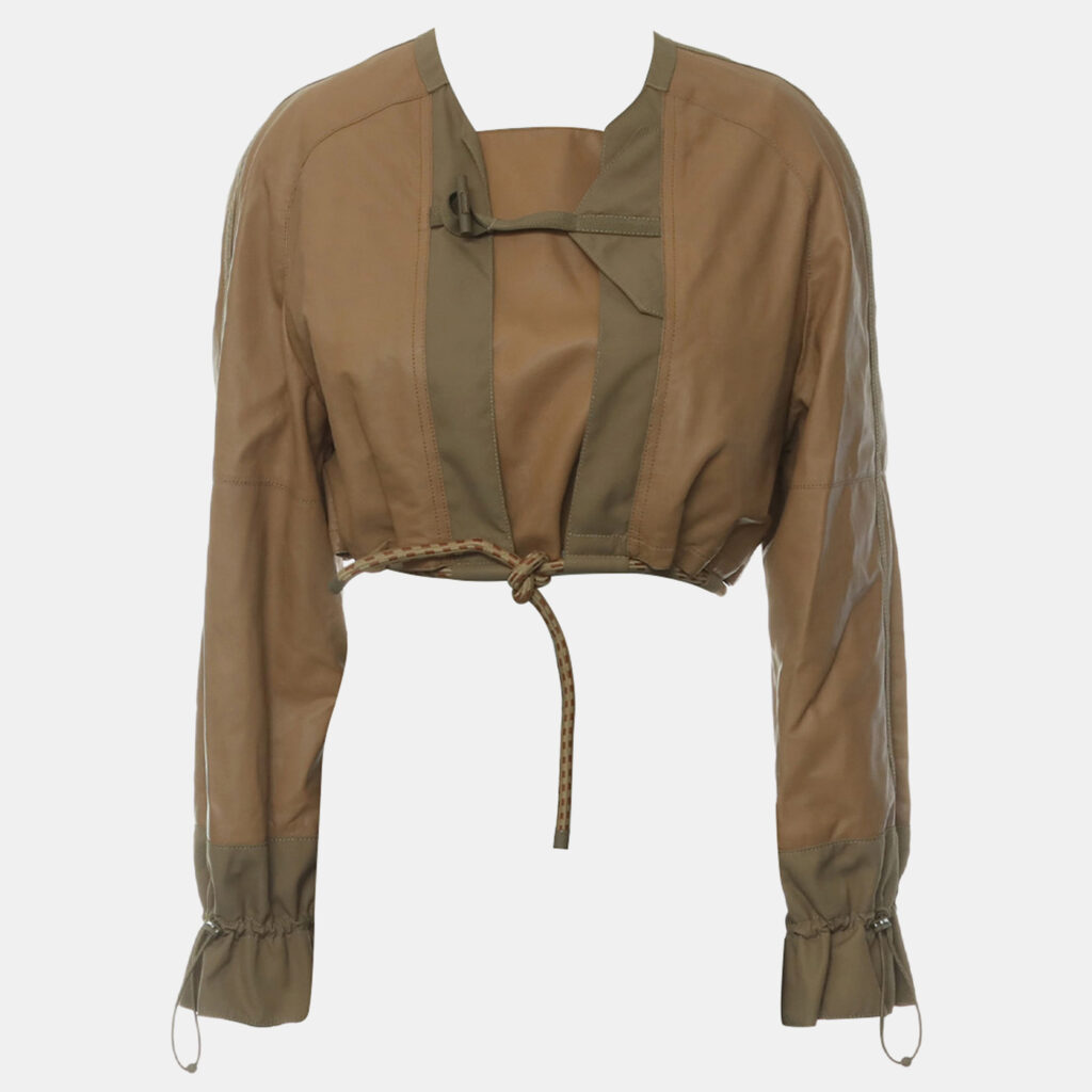 Hermes Beige Nomade Leather Crop Jacket M