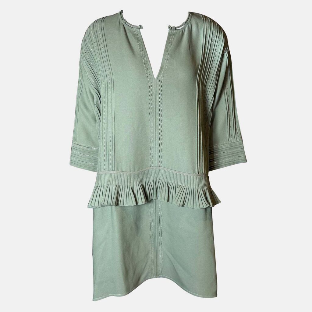 Hermes Green Pintuck Dress XS Hermes Green Pintuck Dress XS