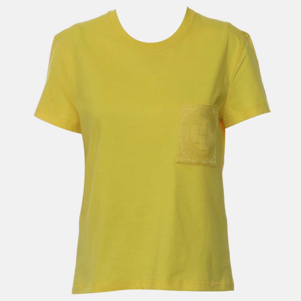 Hermes H Pocket Yellow Cotton Polyester T-Shirt