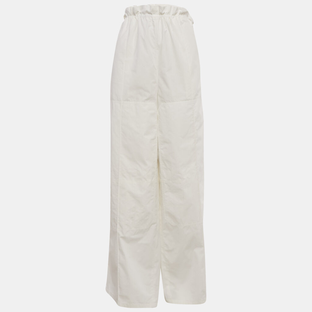 Hermes White Cotton Wide Leg Trousers M