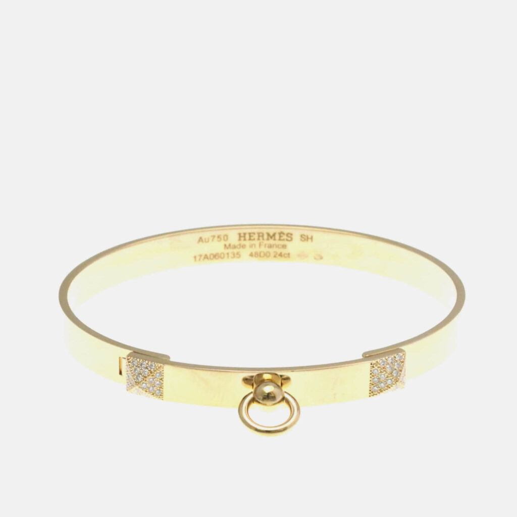 Hermes Collier De Chien PM Pink Gold 18K Carat/0.24 Diamond Bangle Hermes Collier De Chien PM Pink Gold 18K Carat/0.24 Diamond Bangle