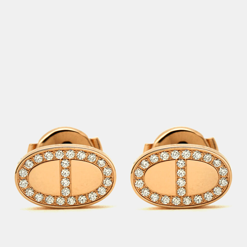 Hermès Chaine d'ancre Contour Diamonds 18k Rose Gold Earrings Hermès Chaine d'ancre Contour Diamonds 18k Rose Gold Earrings