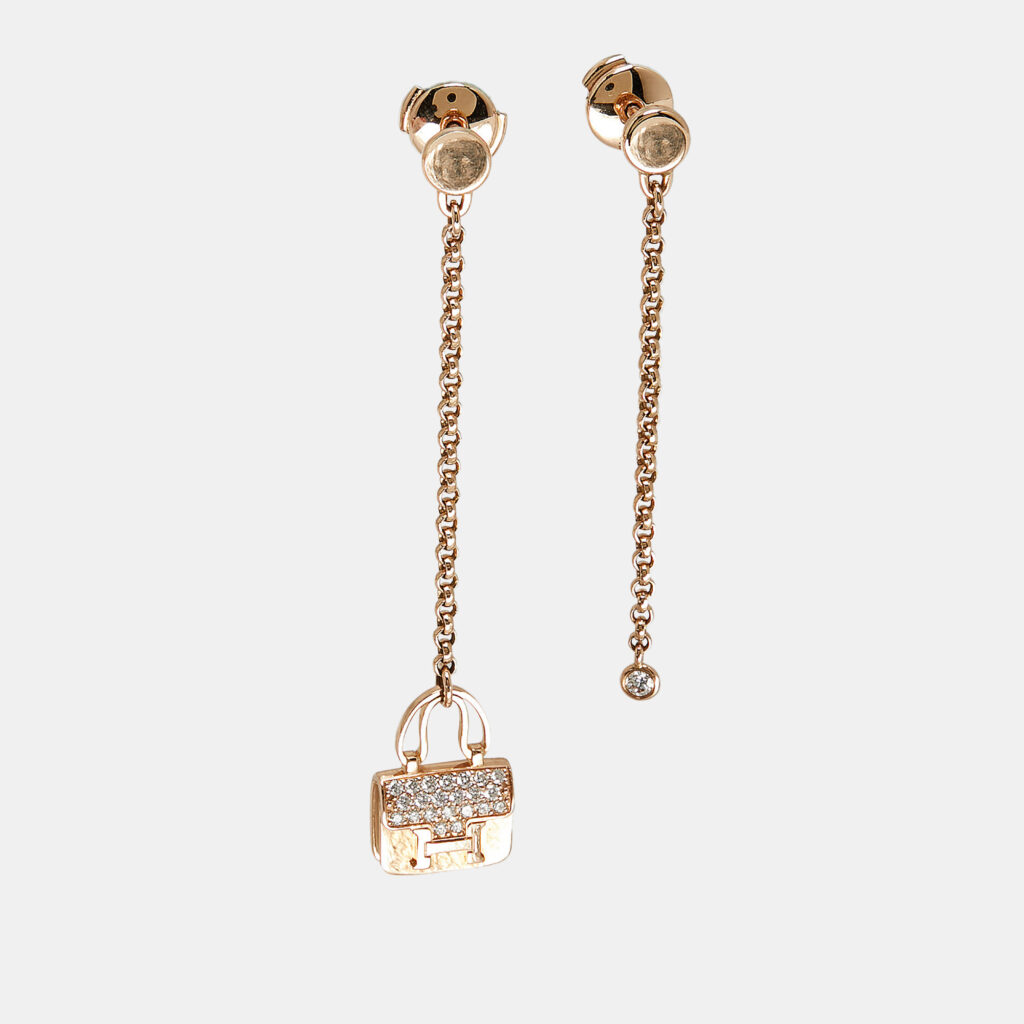 Hermes Amulettes Constance Diamonds 18k Rose Gold Earrings Hermes Amulettes Constance Diamonds 18k Rose Gold Earrings