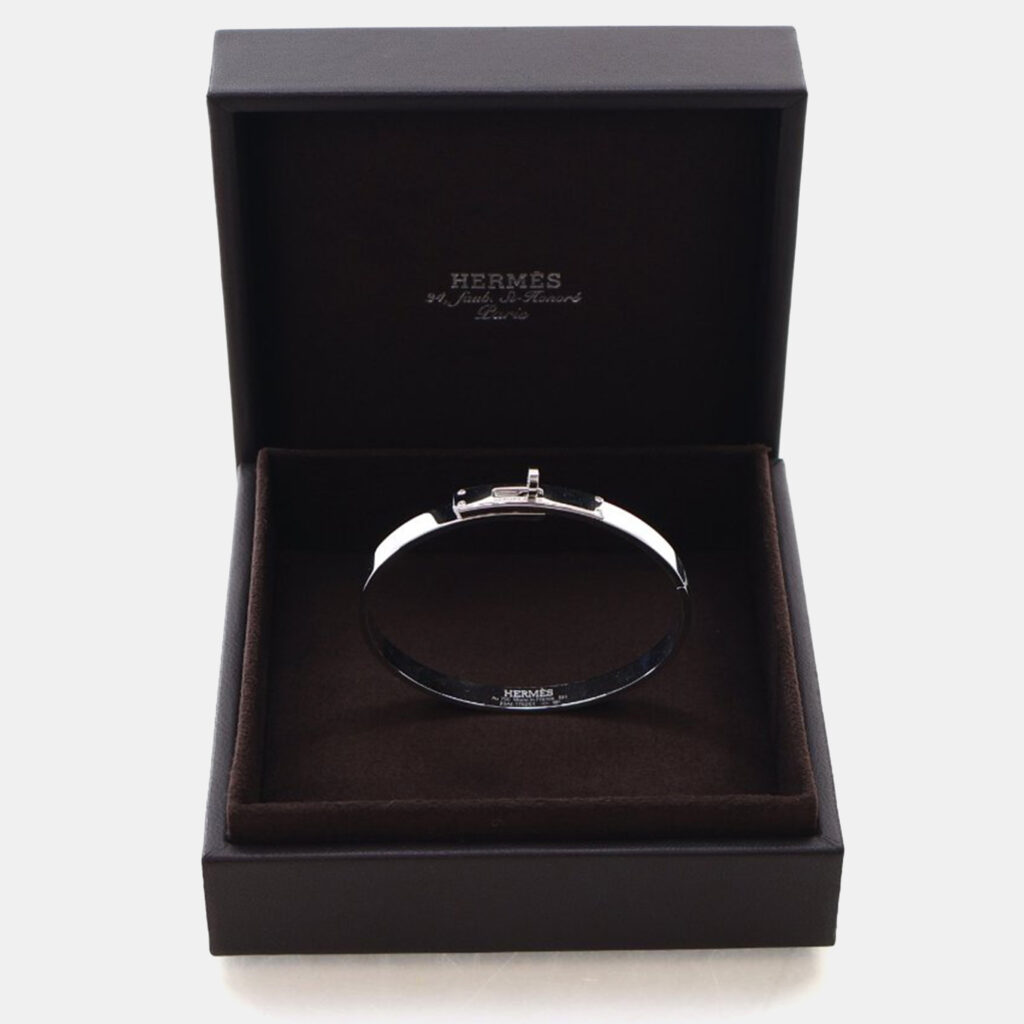Hermes White Gold Kelly Bracelet