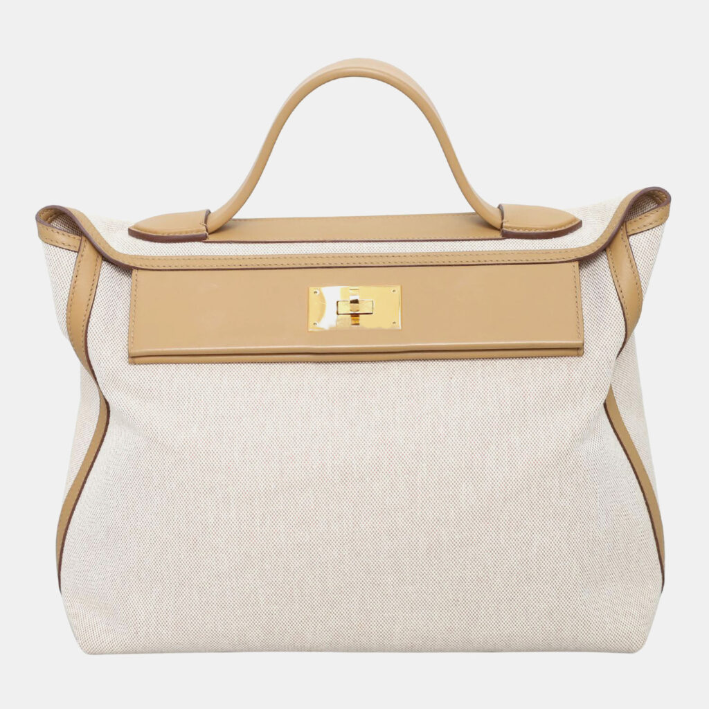 Hermes Sesame Canvas, Swift Leather 24/24 35 Bag Hermes Sesame Canvas, Swift Leather 24/24 35 Bag