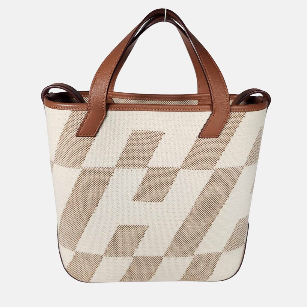 Hermes Ecru-Naturel/Gold Toile Cabas H En Bias 27 Tote Bag Hermes Ecru-Naturel/Gold Toile Cabas H En Bias 27 Tote Bag