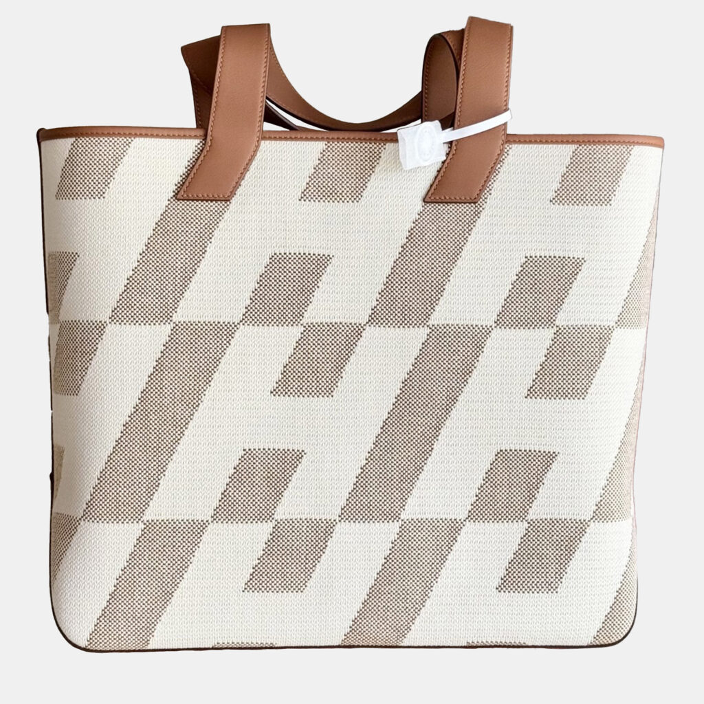 Hermes Cabas Hen Biais 40 Gold Canvas Tote Bag