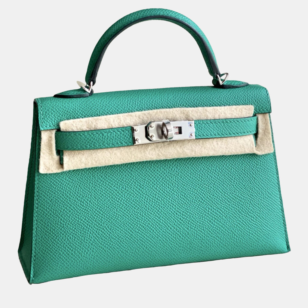 Hermes Kelly Mini II Imperial Green Leather Handbag